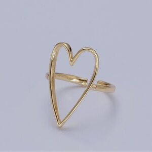 Adjustable Gold Dipped Open Heart Ring Hypoallergenic Minimal Statement Jewelry